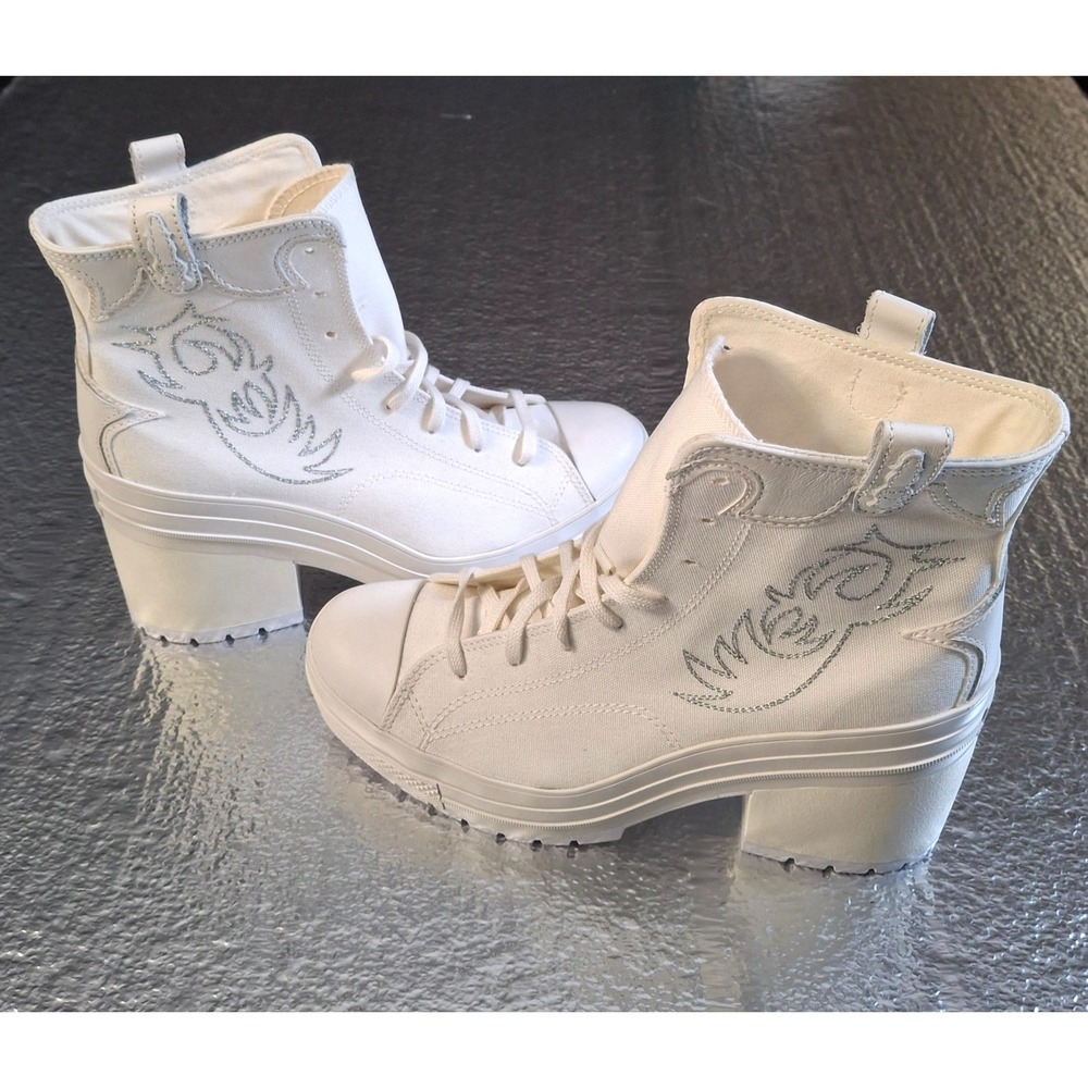 Converse Chuck 70 De Luxe Heel Western Hi Platform Men's‎ 9.5 Women's 11.5 White